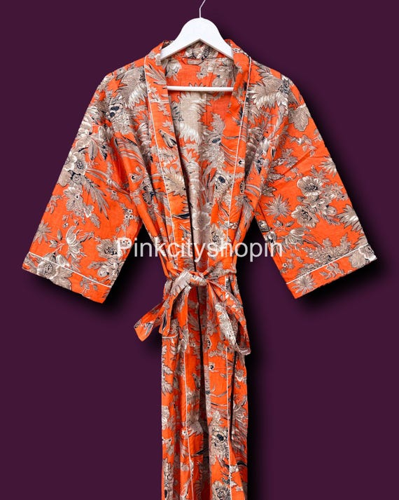 white christmas dresses Floral Print Kimono Robe – Japanese Style Dressing Gown for Women – Indo  Libas main image 0