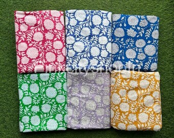 Hand Block Print Floral Cotton Fabric: Soft Dress Making, Quilting