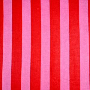 Pink & Red Wide Strip Print Cotton Fabric Textile Pattern Fabric Vertical Stripes Cotton Fabric By the Yard