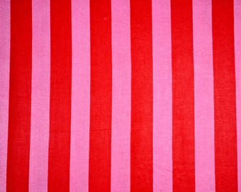 Pink & Red Wide Strip Print Cotton Fabric Textile Pattern Fabric Vertical Stripes Cotton Fabric By the Yard