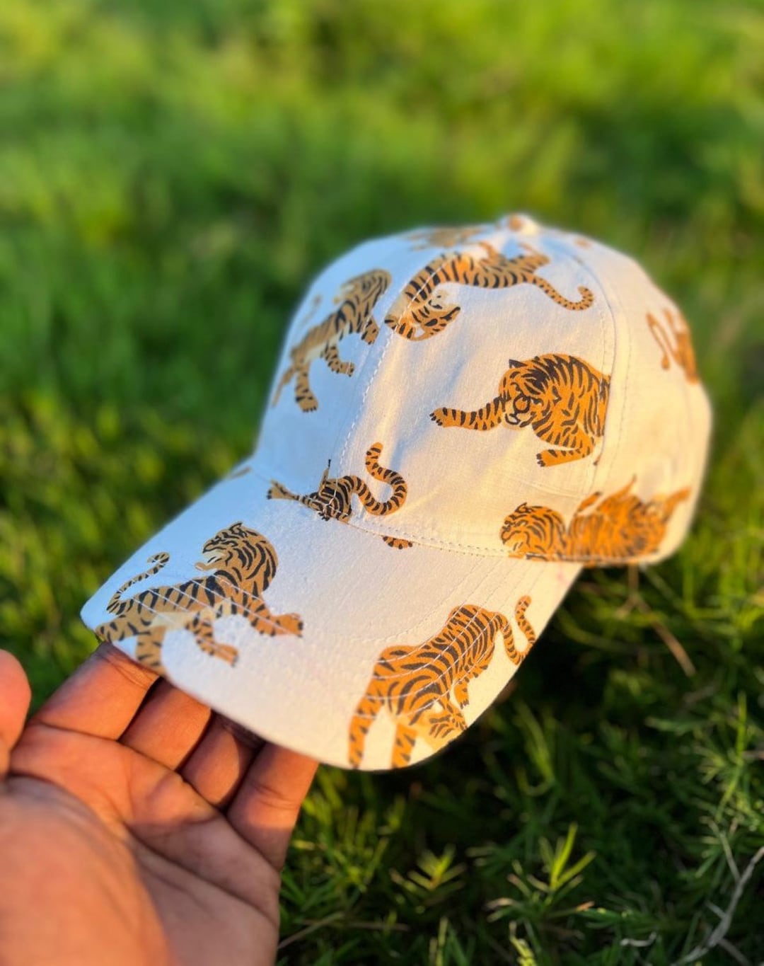 Hand Block Printed Tiger Baseball Cap: Cotton Summer Hat - Etsy