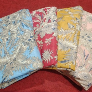 Hand Block Printed Cotton Fabric: Floral Bird Design, Dressmaking Fabric By The Yard
