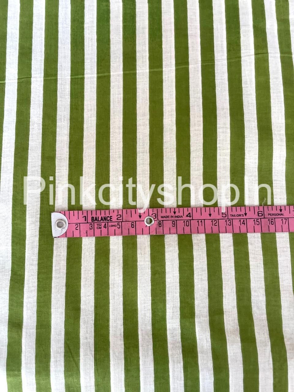 緑と白のストライプ柄インド綿生地：ブロックプリント - Etsy 日本