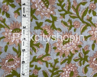 Hand Block Print Cotton Fabric: Floral Quilting Sewing Material