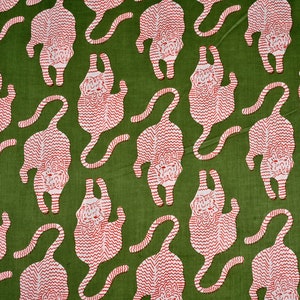 Tissu imprimé tigre tibétain imprimé à la main par mètre, matériel de couture artisanal lâche, fabrication de caftan kimono