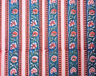 Floral Block Printed Cotton Fabric: Indian Sewing Craft Fabric