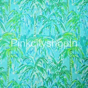 Soft Cotton Palm Tree Fabric: Hand Printed Floral Material