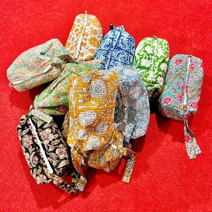 Indische Hand Block Print Kulturtasche, Hand Block Make-up Tasche, Reisetasche, Großhandelspreis, Geschenk für Freundin,