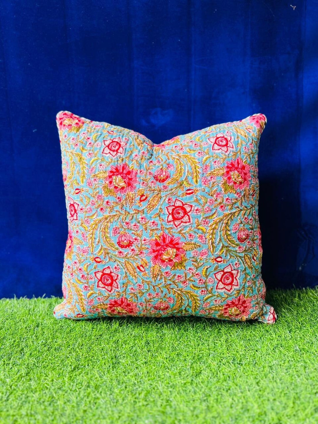 Rainbow Cushion Cover, Floral Cushion Cover, Cotton Cushion, Handmade