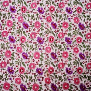 Floral Cotton Fabric: Hand Block Print Indian Sewing Material