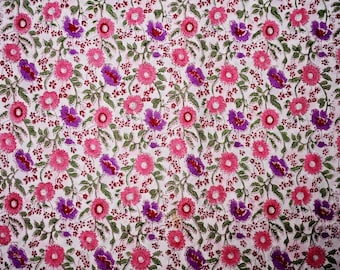 Floral Cotton Fabric: Hand Block Print Indian Sewing Material
