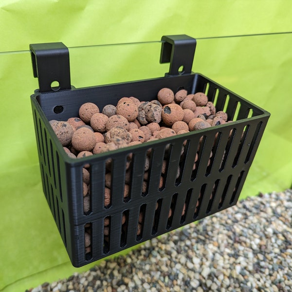 Hang on Back Aquaponic Basket For Clay Balls - Adjustable Height