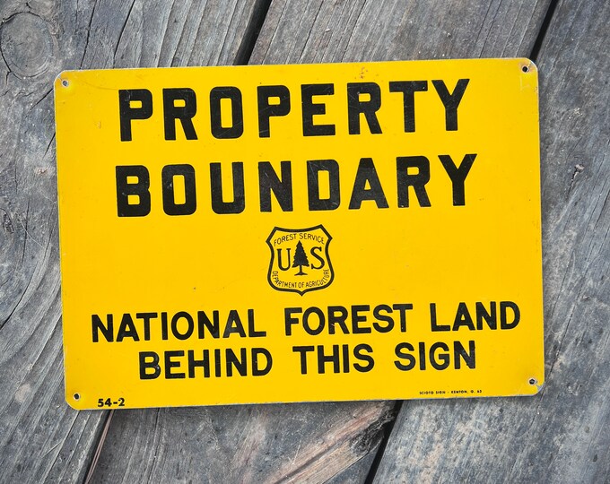 60s US Forest Service Property Boundary Vintage Sign Etsy