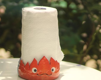 Pre-order cute Handmade Fire Demon Ceramic Tissue Holder,Homedecor,Unique Birthday Gift,Anime Art Gift,Gift for Her, Adorable Valentine Gift