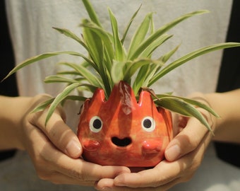 Pre-order Fire Demon Plant Pot, Homedecor, Unique Art, Birthday Present, Adorable Handmade Ceramic, Gift for Her