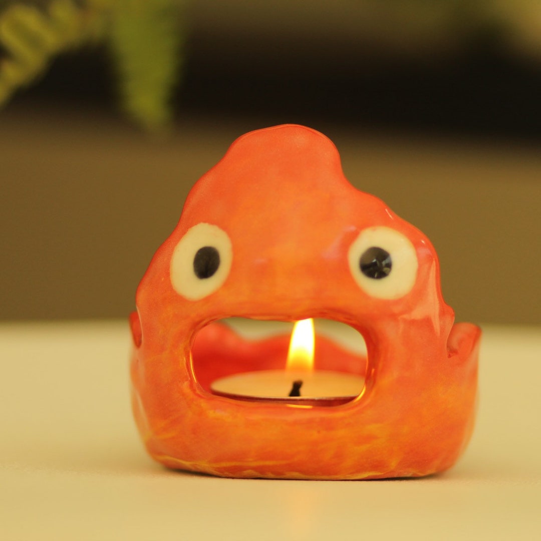 Preorder Handmade Calcifer Candle Holder Howls Moving Etsy