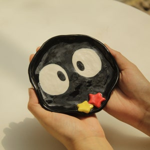 Pre-order Cute Soot Handmade Ceramic Coaster, Unique Art, Handbuilt Pottery, Unique Gift for Her, Adorable Home Decor