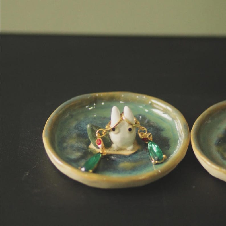 Unique Fire Demon, Forest Spirit, Little House Handmade Ceramic Ring