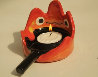 Pre-order Cute Fire Candle holder, Housewarming Gift, Homedecor, Unique Art, Birthday Present, Adorable Handmade Ceramic, Gift for Her