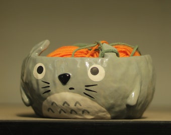 Pre-order Handmade Forest Spirit Ceramic Yarn Bowl, Handbuilt Yarn Holder, Gift for her.