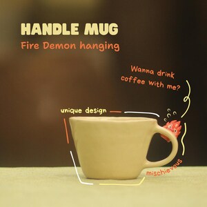 Pre-order Adorable Fire Demon Character Mug, Handmade Ceramics, Handbuilt Pottery, Unique Christmas Gifts, Anime Gift for Her, Home Decor