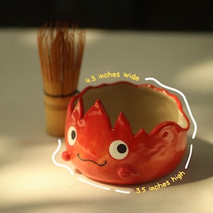 Pre-order Fire Demon Handmade Ceramic Matcha Bowl,Valentine Gift for Girlfriend,Birthday Unique Gift,Unique Chawan-height: 3.5-4.3 (inches)