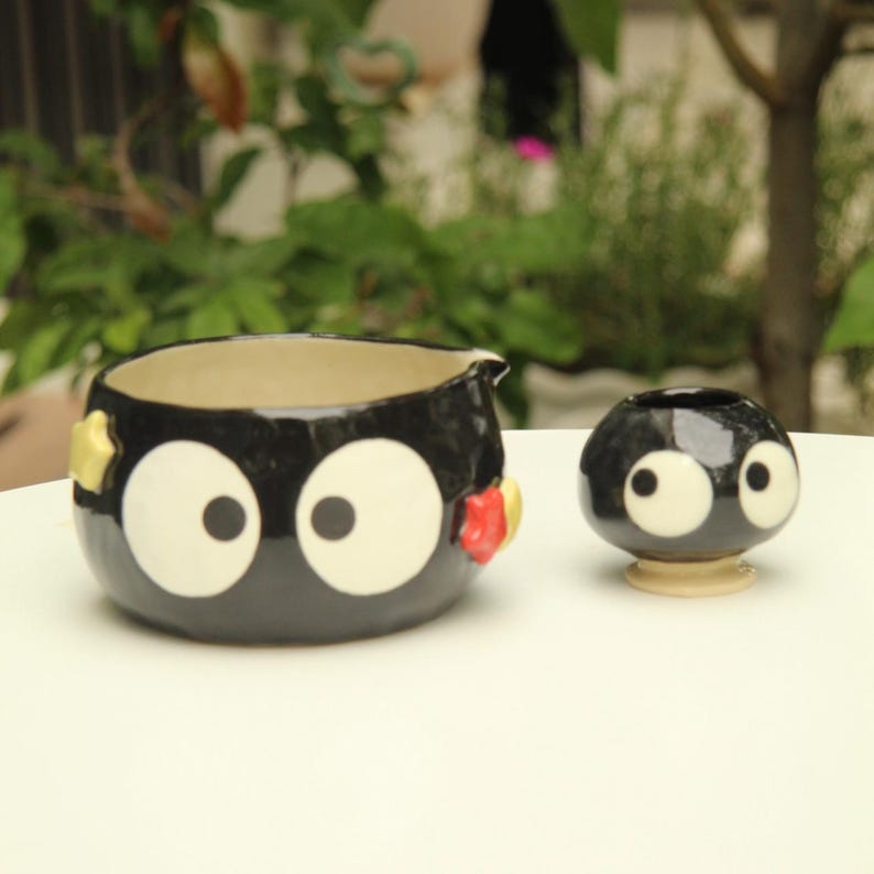 Pre-order Handmade Soot Ceramic Matcha Bowl: Anime Kitchen Decor