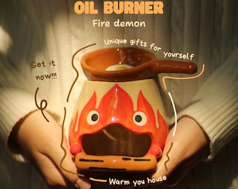 Pre-order Fire Demon Handmade Ceramic Oil Burner,Unique Wax Melt Burner,Anime Birthday Gift,Valentine Gifts-Height 3.3 Width 2.5 inches