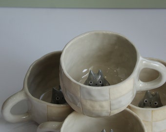 B-Grade Forest Spirit Plaid Mug, Handmade Ceramics, Unique Gift, Homedecor, HouseWarming, Unique Coffee Mug, Cute Tea Mug