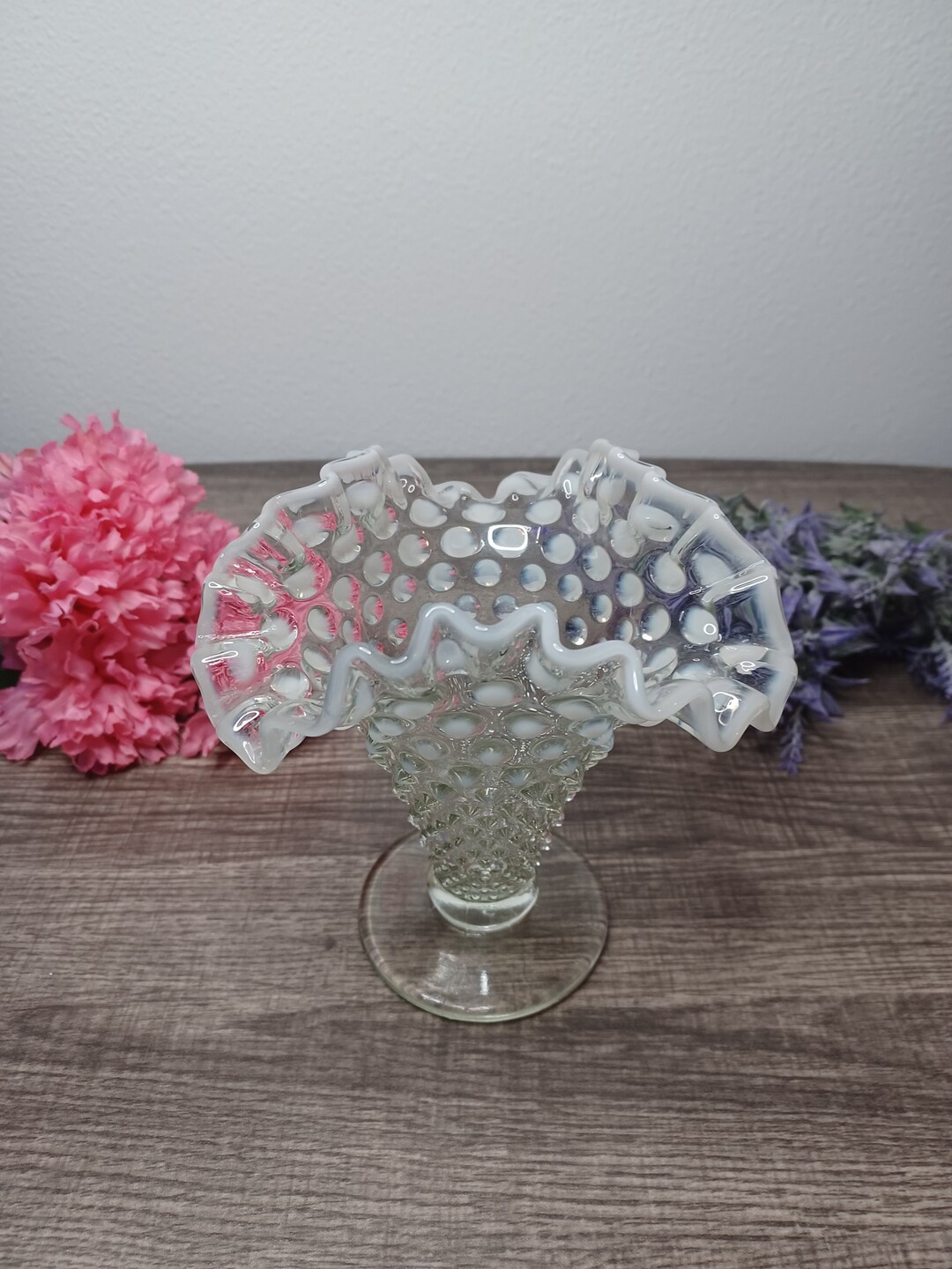 Vintage Fenton Glass French Opalescent Hobnail Vase - Etsy