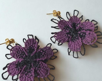 Flor Nocturna | Pendientes Negro y Morado | Inspiración Aurora