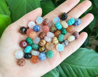 Bulk Mixed Stone Pumpkin Beads, 8x12mm Halloween Pumpkin Jewelry Beads Wholesale, Fall Jewelry Supplies