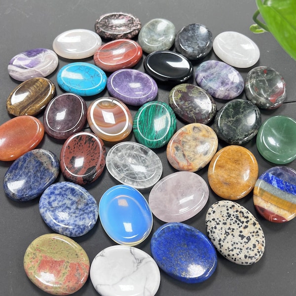 Crystal Worry Stone, Natural Gemstone Worry Stone, Anti Anxiety Crystal, Hand Carved Palm Stone, Rainbow Pocket Stone, Healing Crystal Gift