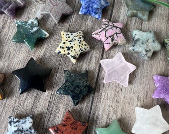 30mm Crystal Star, Mix Gemstone Star Carving, Healing Crystal Star Decor, Pocket Stone, Wholesale Crystal, For Jewelry Making