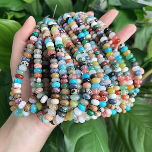 5x8mm Multi Color Gemstone Rondelle Beads, Mixed Assorted Rondelle Beads for DIY Jewelry Making, Wholesale Supplies
