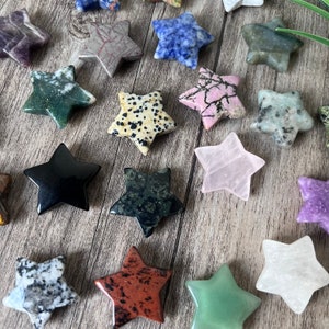 30mm Crystal Star Bulk, Mix Gemstone Star Carving, Healing Crystal Star Decor, Pocket Stone, Wholesale Crystal, For Jewelry Making