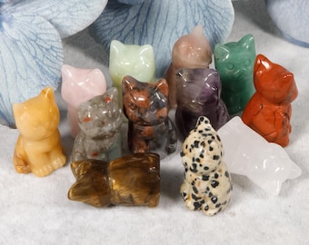 Chaton en cristal de 1,2 po. à sculpter, statue de chat en pierres précieuses, figurine animale sculptée à la main, cadeau en cristal de guérison, décoration de maison