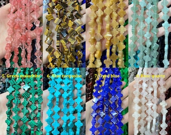 Cuentas de trébol de cuatro hojas de 14 mm, cuentas de trébol de piedras preciosas, amuletos en forma de flor de la suerte, joyería DIY, suministro al por mayor