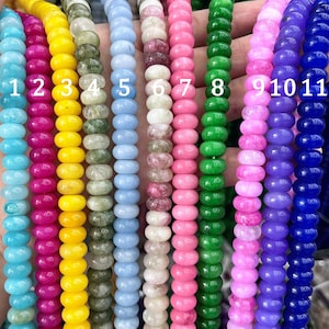 6x10mm Jade Stone Rondelle Beads, Smooth Rondelle Loose Spacer Beads Bulk Wholesale