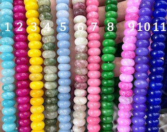 6x10mm Jade Stone Rondelle Beads, Smooth Rondelle Loose Spacer Beads Bulk Wholesale