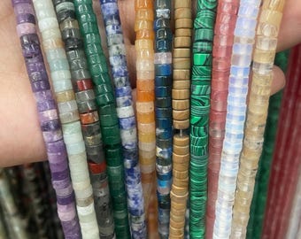 2x4mm Natural Gemstone Heishi Beads,Healing Crystal Gemstone Loose Beads, DIY Bracelet Necklace Jewelry Making, Wholesale Beads