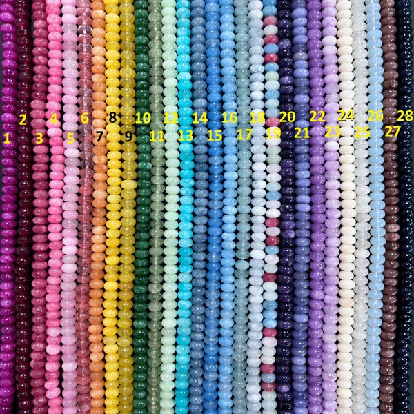 5x8mm Rainbow Rondelle Beads, Colored Jade Rondelle Beads, 8mm Smooth Rondelle Beads Bulk, DIY Jewelry, Wholesale Beads