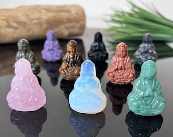 1.5&quot; Mini Crystal Guan Yin Carving Statue, Quartz Crystal Guanyin Buddha Figurine, Healing Crystal Gift, Home Decoration