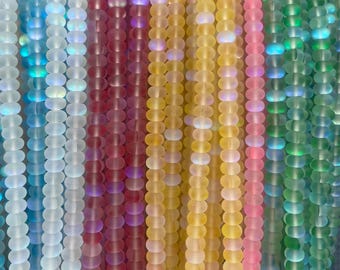 5x8mm Multi-Color Frosted Matte Glass Rondelle Beads, Smooth Flat Disc Loose Beads for DIY Bracelet Necklace Jewelry Making,jm001