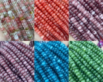 5x8mm Smooth Rondelle Beads, 40+ Colors Crystal Beads, Loose Gemstone Bead for Jewelry Making, DIY Bracelet Necklace Wholesale Supply,hxt001