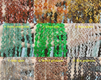 Cuentas de trébol de cuatro hojas huecas de 12 mm, cuentas de piedras preciosas con forma floral, dijes de trébol de piedra, fabricación de joyas de bricolaje