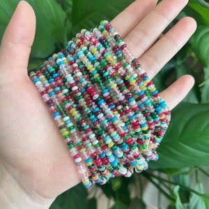 2x4mm Mixed Color Rondelle Beads, Assorted Rainbow Rondelle Beads for Jewelry Making, Stone Spacer Beads, Bulk Wholesale