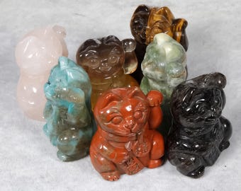 Sculpture de chat porte-bonheur en cristal de 5 cm, figurine Maneki Neko Fortune, cadeau de guérison pour la maison