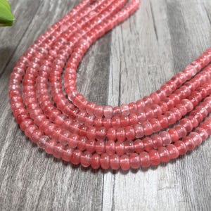 8mm Cherry Quartz Smooth Rondelle Beads for DIY Jewelry Making
