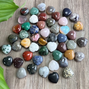 30mm Mixed Quartz Crystal Heart Set, Puffy Heart Gemstone, Pocket Stone, Love Stone, Healing Crystal Gift, Mystery Crystal Decor
